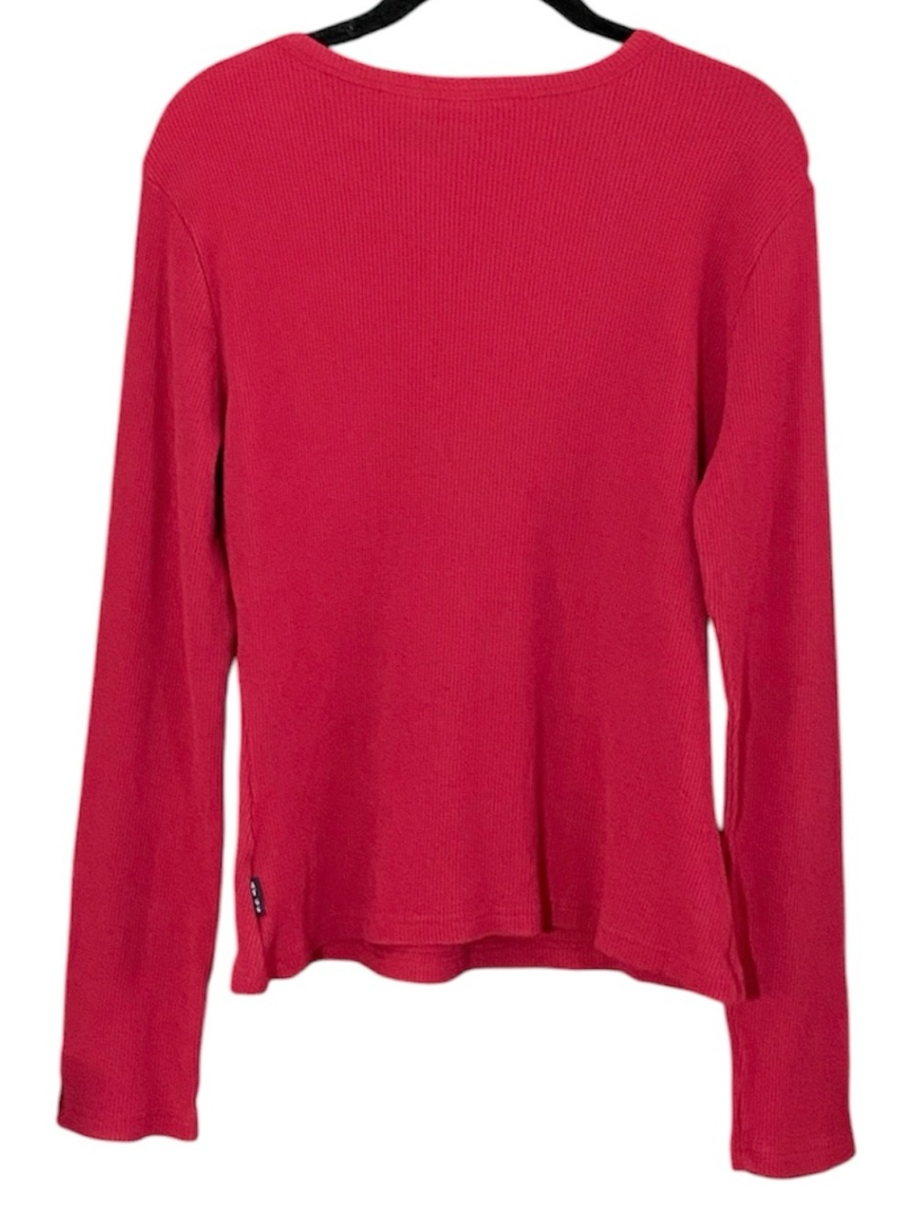 Y2K Red Floral Embroidered Henley Thermal Shirt L Long Sleeve Fairy Grunge Boho - Picture 6 of 9